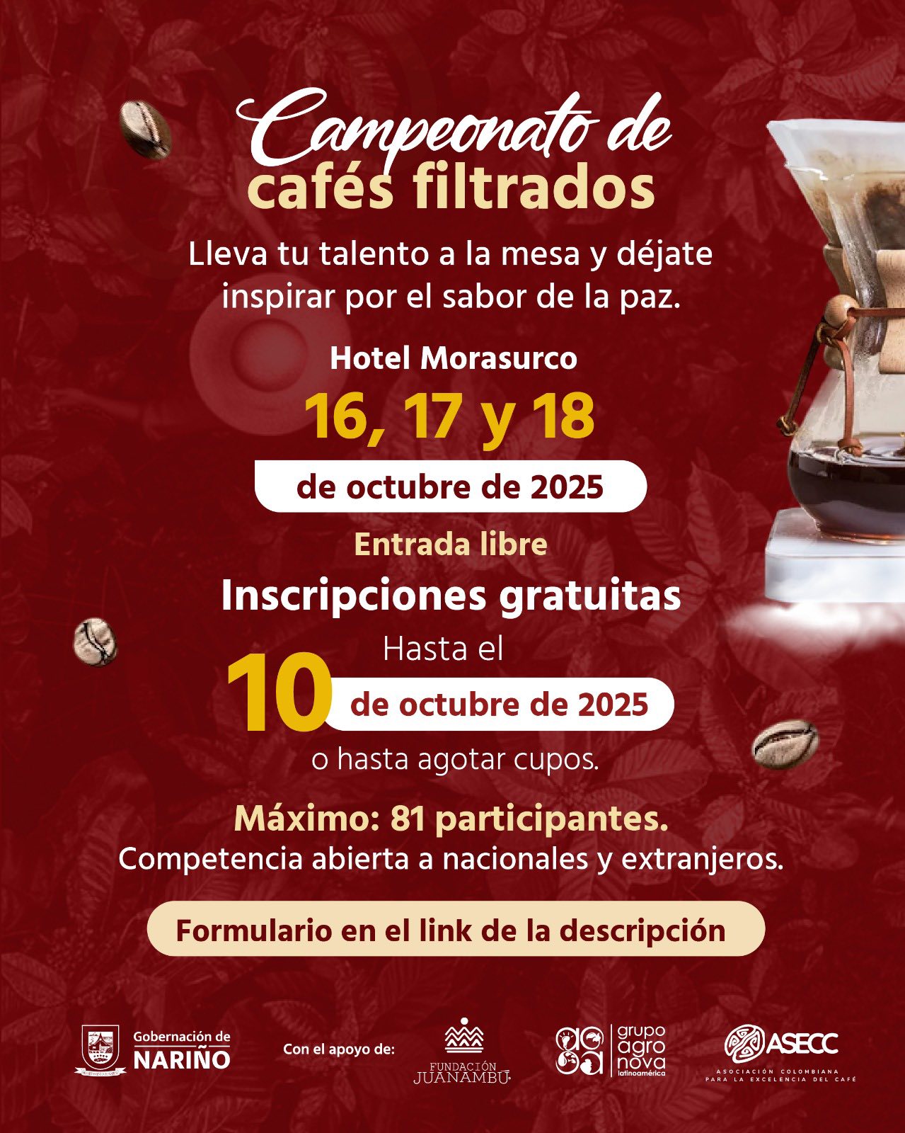 campeonato cafés filtrados - Gobernación de Nariño