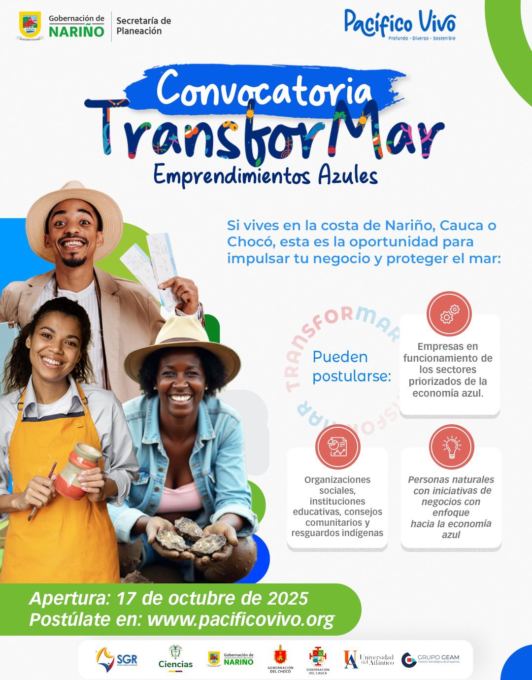 convocatoria transformar emprendimientos azules - Gobernación de Nariño