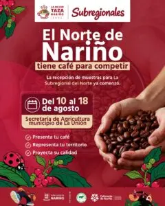 La Subregional Norte de #LaMejorTaza2026 ya está lista para recibir las muestras de los cafés que representarán el talento y la calidad de nuestros municipios. ☕️🌱Si produces café en esta región, presenta tu muestra, representa tu territorio y haz que la calidad de tu café sea protagonista en esta edición.
📅 Recepción de muestras: hasta el 18 de agosto
📍 Secretaría de Agricultura de La Unión
👉 Inscríbete aquí: https://forms.gle/PJMP6EvDzBavRjpBA
¡Es momento de llevar el café de tu territorio más lejos! 