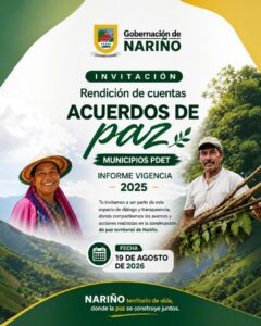 Pieza gráfica de invitación a la Rendición de cuentas de los Acuerdos de Paz en Municipios PDET para el informe de la vigencia 2025.