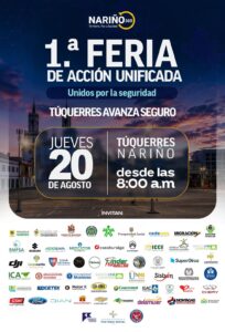 Pieza gráfica de la Primera Feria de Acción Unificada «Unidos por la Seguridad, Túquerres Avanza Seguro».